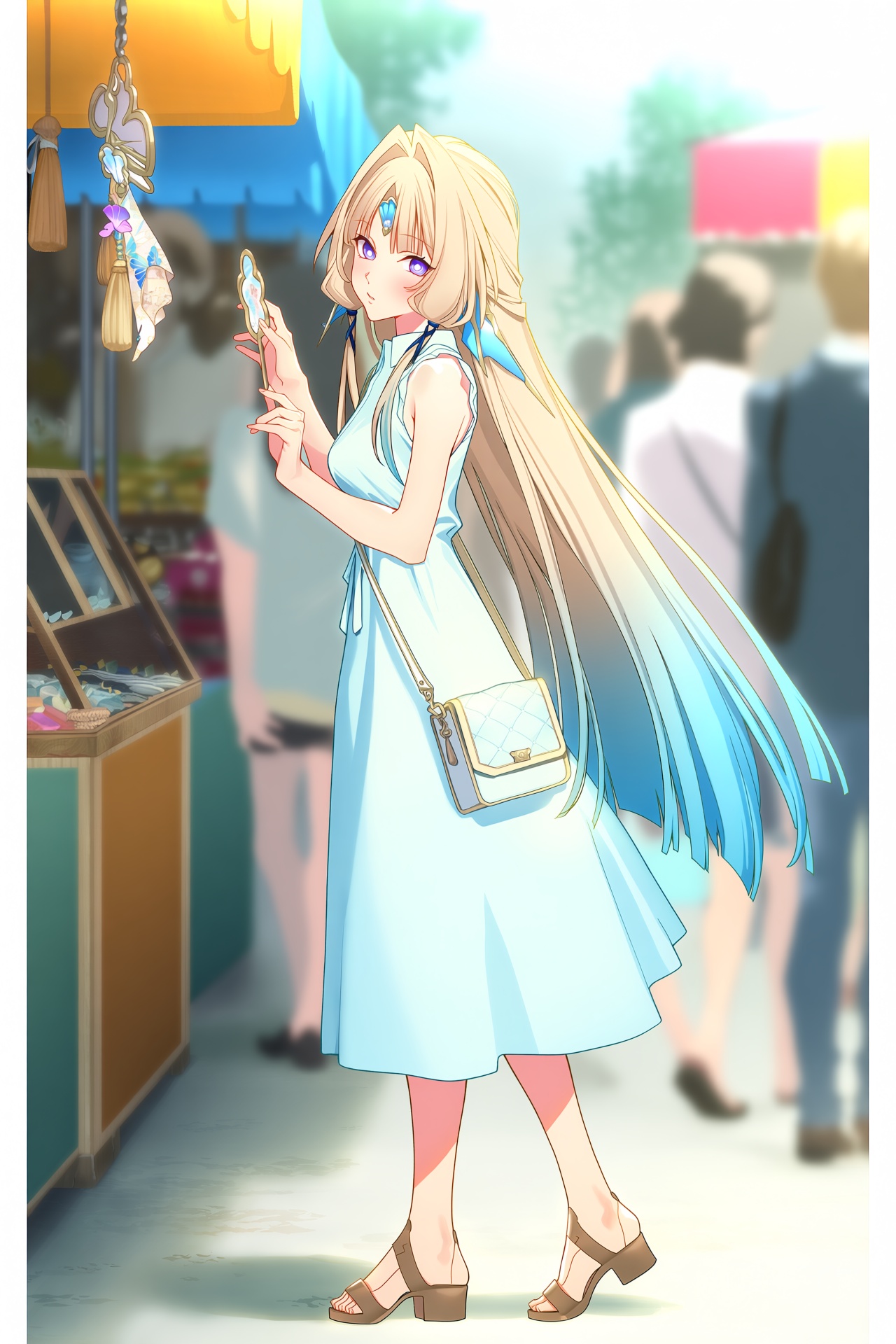 @popqn and @yuuji_(and),  pearl (honkai: star rail),  A vertical anime illustration of Pearl wearing a light sleeveless su...