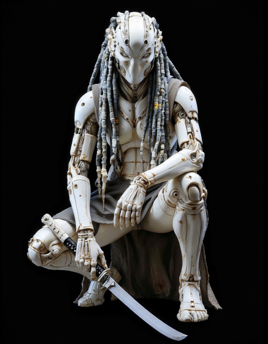 SentinelBot. A photo-realistic CGI image of a humanoid robot from the movie "Predator,  " shot from a front camera angle,...