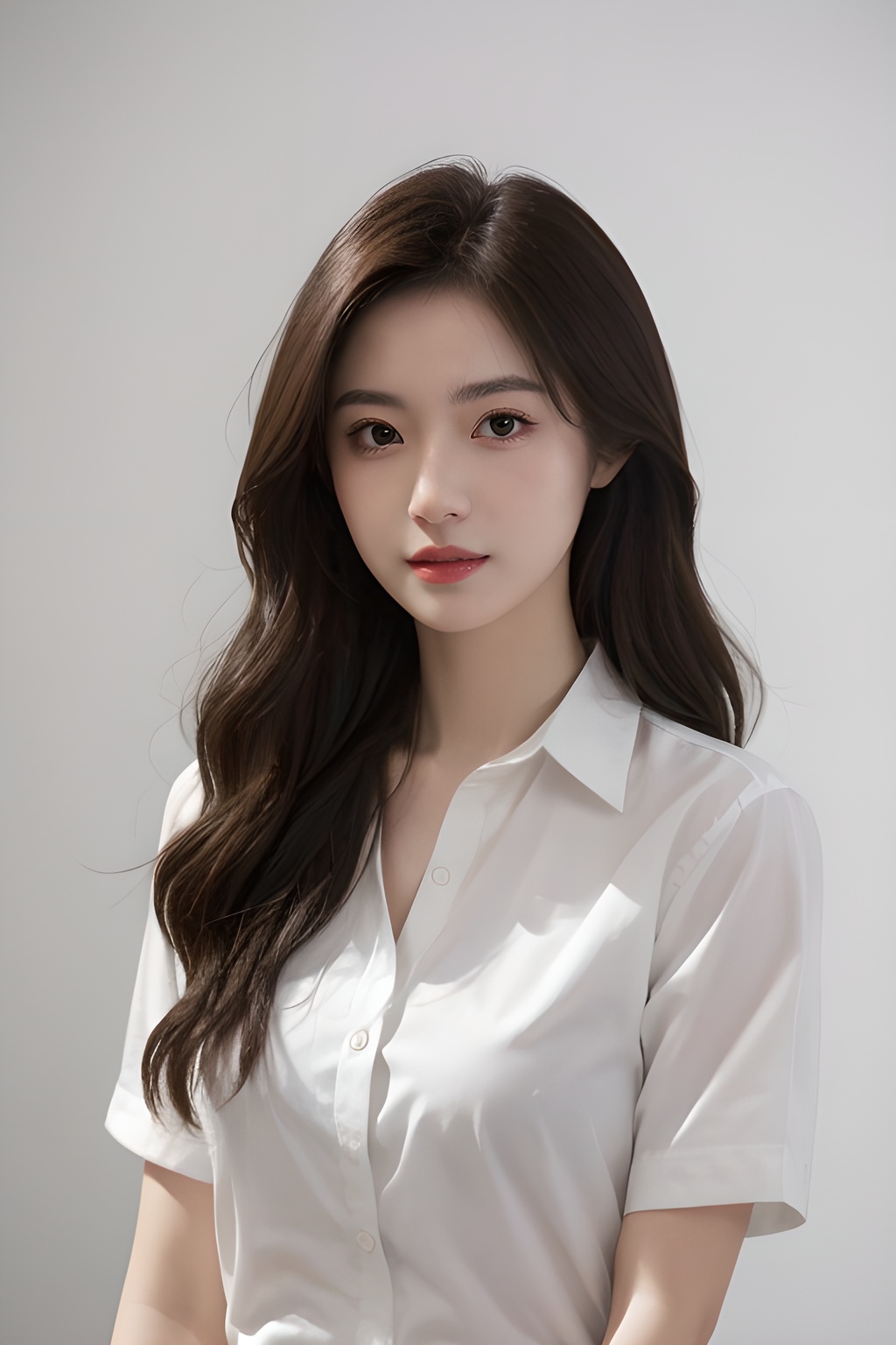 <lora:0813_05:0.7>,simple background,white_shirt,, 1girl,realistic,masterpiece, best quality, photorealistic, HDR,detail