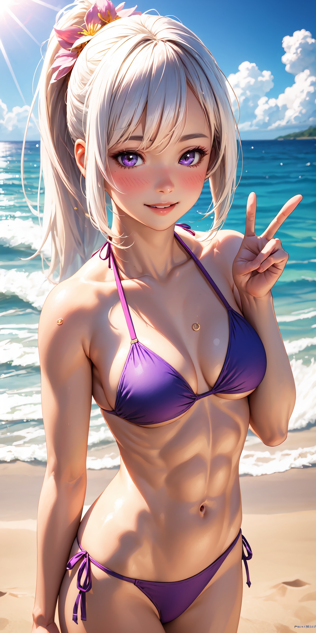 1girl,  white hair,  ponytail on Tensor.Art