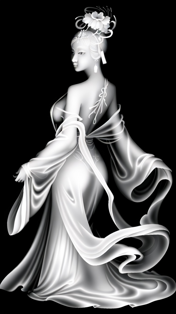 greyscale,  solo,  1girl by 无边落木 on Tensor.Art