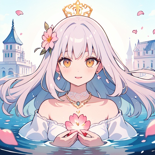 noble,queen,the queen of flowers,rococo,Luxury,sky,court,river,focus on face,upper body,Gorgeous and exaggerated palace wigs,18th century French court,Anton Vanette,Mary IX,Silver pink hair,countless flowers,feather fans,luxurious,light pink hair,silver hair,(silver hair),light pink hair,golden eyes,(golden eyes),Proud,arrogant,ignorant and fearless,Exaggerated and naive smile,closed mouth,partied lips,<lora:standingFullBodyWithBackgroundStyle_v10Offset:1>,((ink)),(water color),bloom effect,detailed beautiful grassland with petal,flower,butterfly,necklace,smile,petal,(((surrounded by heavy floating petal flow))),beautiful detailed glow, detailed ice, beautiful detailed water, (magic circle:1.2), (floating palaces:1.3),, fcportrait, masterpiece, best quality,
