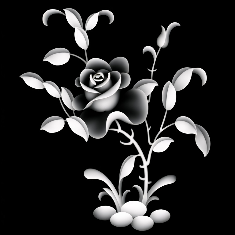 greyscale,  flower,  chinese rose by 无边落木 on Tensor.Art