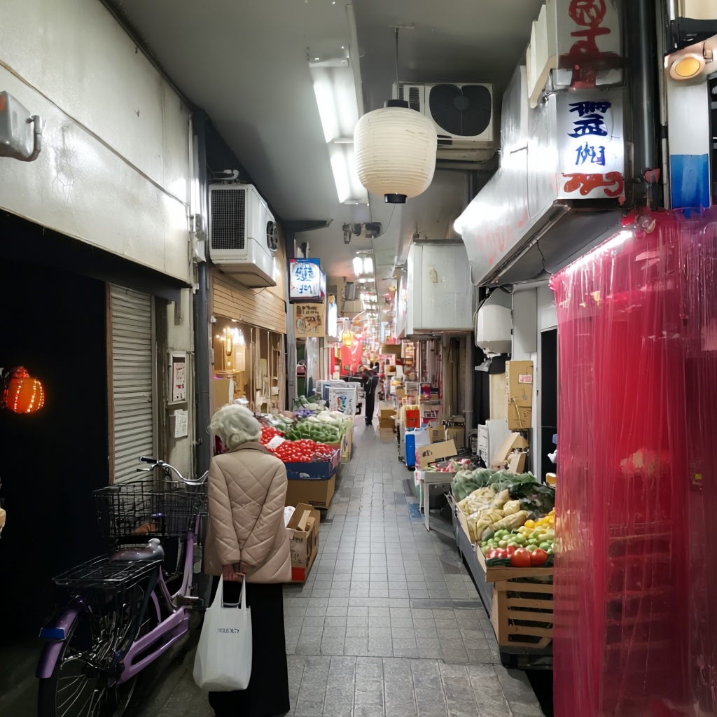 tenjinbashisuji shopping street,  shopping arcade,  covered market on Tensor.Art