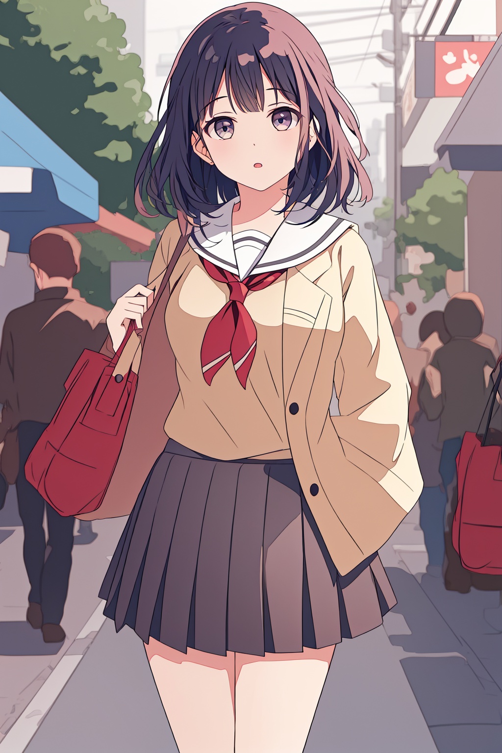 1girl,pleated skirt,
