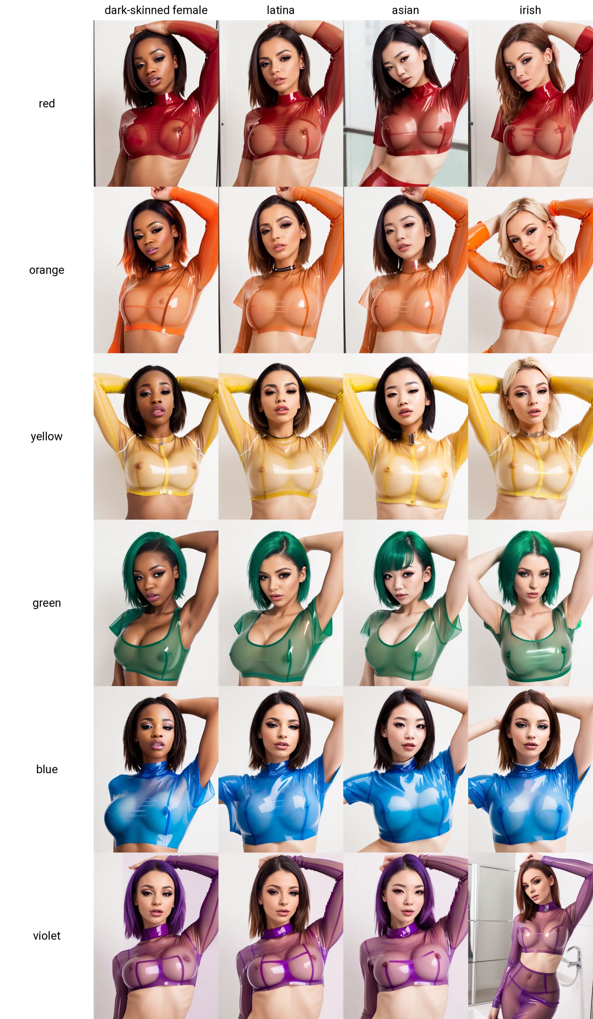 a woman swimming in a latex crop top,  , on Tensor.Art
