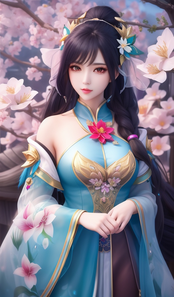 (,1girl, ,best quality, ),looking at viewer, <lora:381-DA-武动乾坤-绫清竹-新模:0.8> ,ultra detailed background,ultra detailed background,ultra realistic 8k cg,, ,masterpiece, (( , )),, ,tamari \(flawless\),, spirit blossom \(league of legends\),   ,   (()), (), ,,