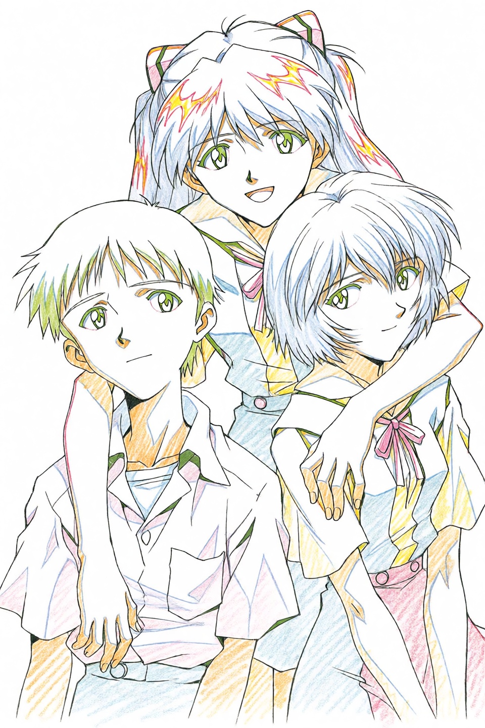 Colorful Line Art,  ayanami rei,  multiple girls on Tensor.Art