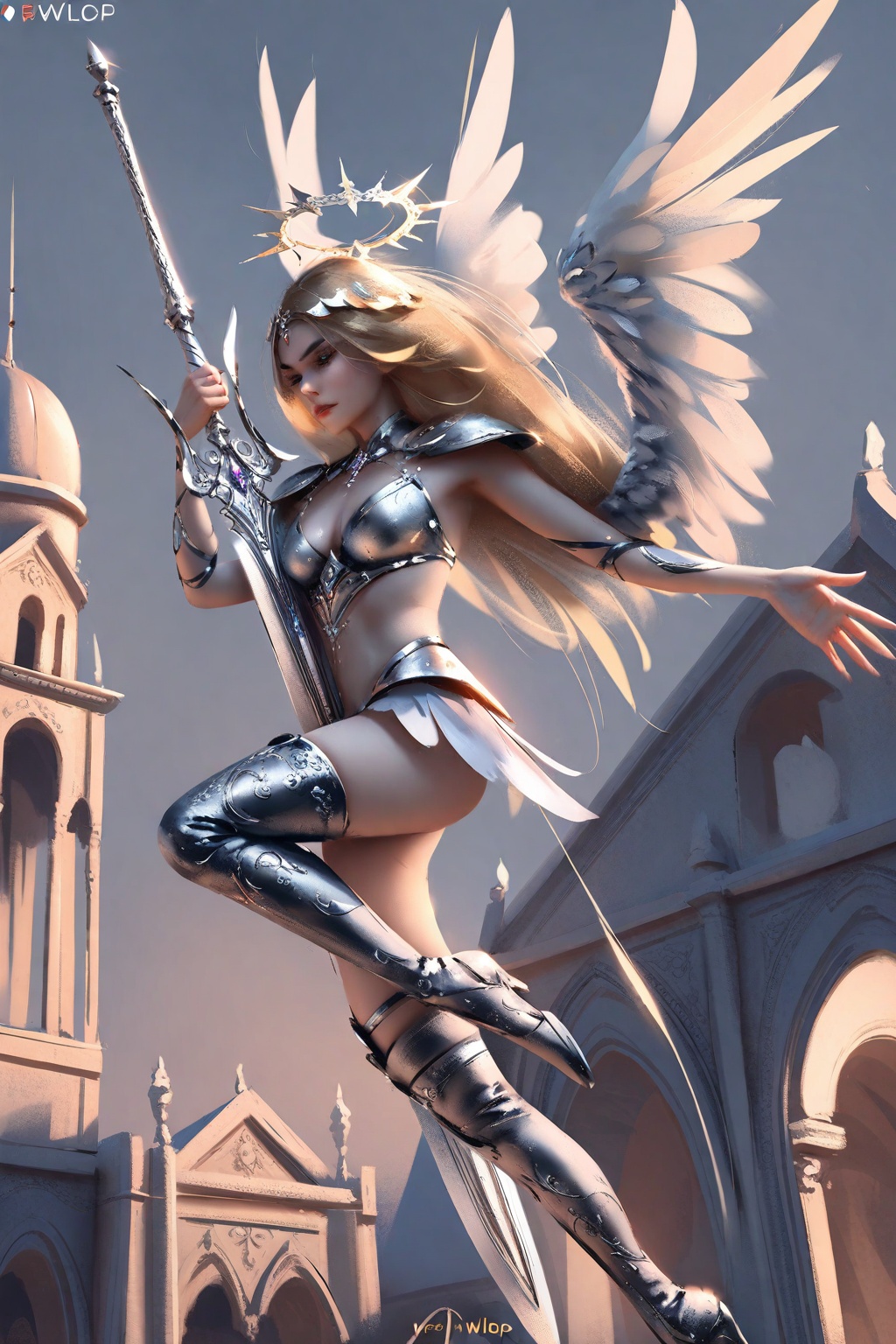 wlop,  The image showcases a female figure,  seemingly an angel on Tensor.Art
