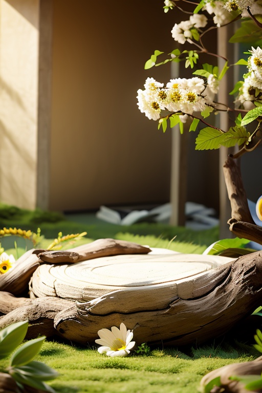 HZPJCT,product photography,still life,flower,outdoors,tree,no humans,white flower,scenery,yellow flower,sunflower,branch,