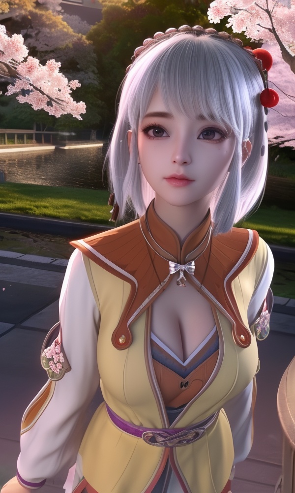 (,1girl, ,best quality, ),looking at viewer, <lora:433-DA-少年歌行-小白:0.8> ,ultra detailed 8k cg,ultra detailed background,ultra realistic 8k cg, ,masterpiece, (( , )),, ,science fiction,mole, ultra realistic 8k cg, ,    ,(,cherry blossoms, autumn leaves,perfect cherry blossom,   ), (cleavage),