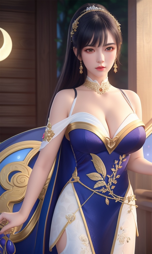 (,1girl, ,best quality, ),looking at viewer, <lora:418-DA-百炼成神-莫雨馨:0.8> ,,ultra detailed background,ultra detailed background,ultra realistic 8k cg, ,masterpiece, (( , )),, realistic,science fiction,mole, ultra realistic 8k cg, ,     ,crescent moon, jasmine \(flower\),     (cleavage), (), 1girl, , , depth_of_field, solo, , ,