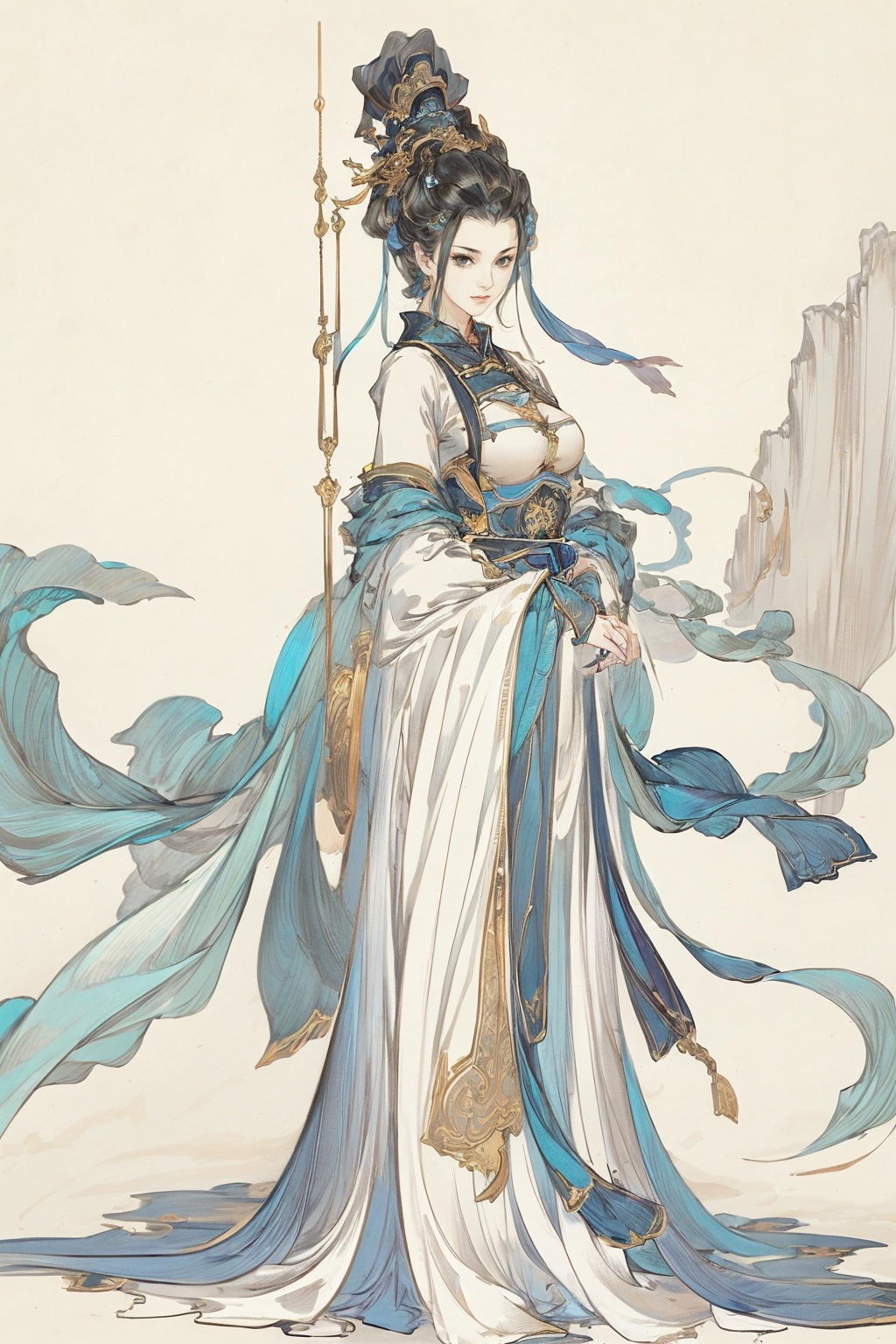 masterpiece,best quality,8K,HDR,RAW,1girl,(standing),large breasts,looking at viewer,<lora:add_detail:0.6>,<lora:GoodHands-beta2:1>,<lora:ENNE 手绘_v10:1>,shouhui,armor,freehand sketching,