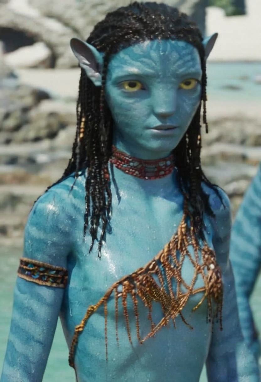 cinematic,  neteyam,  a close up of a person with a blue body on Tensor.Art