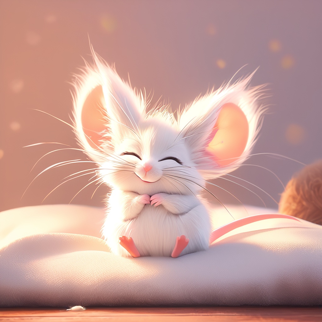 zishu, mouse, ^ ^, :3, whiskers, cute, cc-color-correction, mf-movie-filter, warm colors, whimsy and dramatic lighting, white fur, big mouse ears, no humans, fluffy, mouse focus, closed eyes, solo, smile, realistic, facing viewer, sitting, photorealistic, closed mouth, happy, full body, simple background<lora:zishu_xl_v2:0.8>