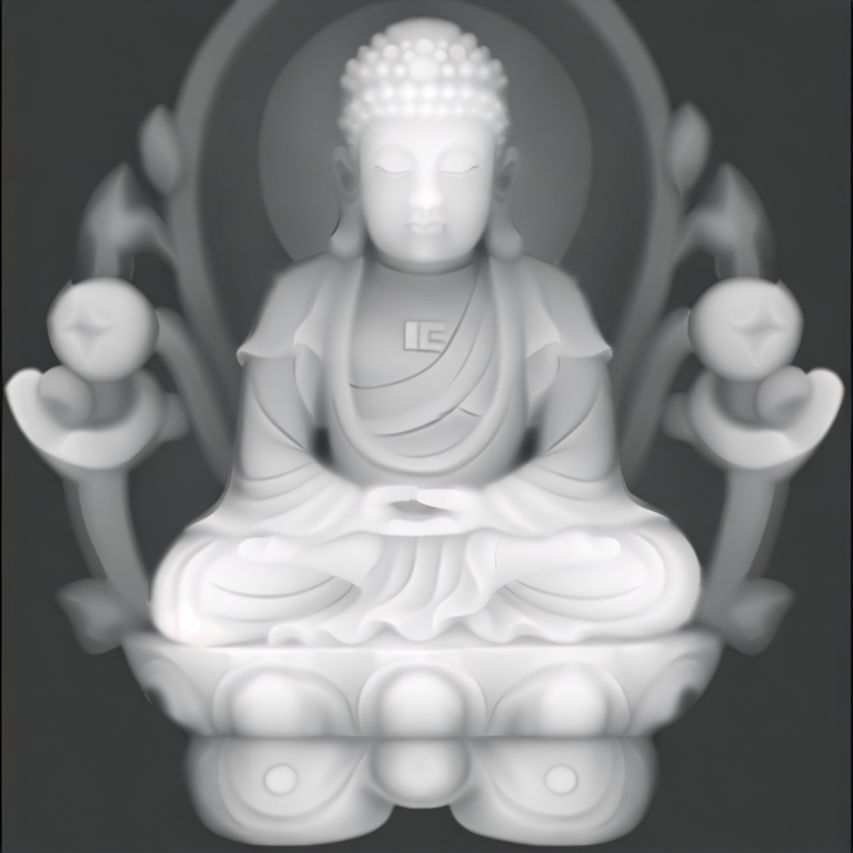greyscale,  solo,  bodhisattva by 无边落木 on Tensor.Art