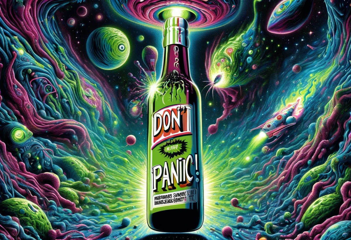 DonMD0n7P4n1cXL,  text "DON'T PANIC!",  hyper detailed masterpiece on Tensor.Art