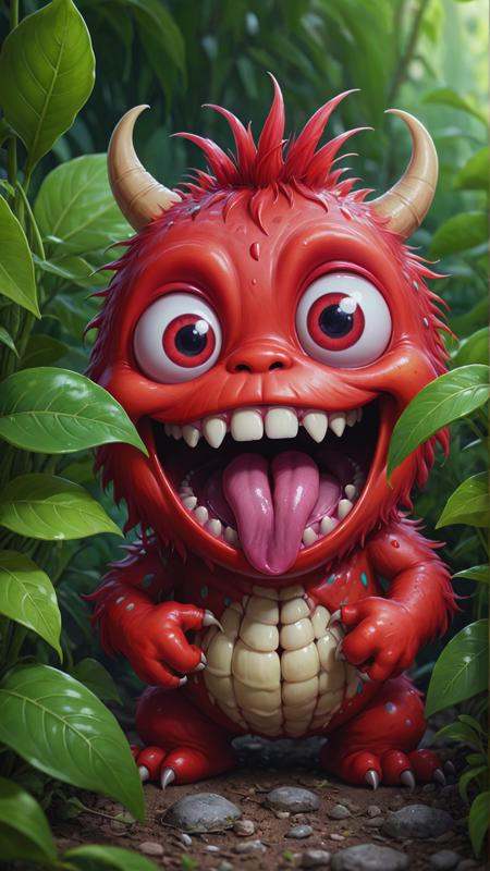 masterpiece,  botanic art,  illustration cute red monster cartoon character on Tensor.Art