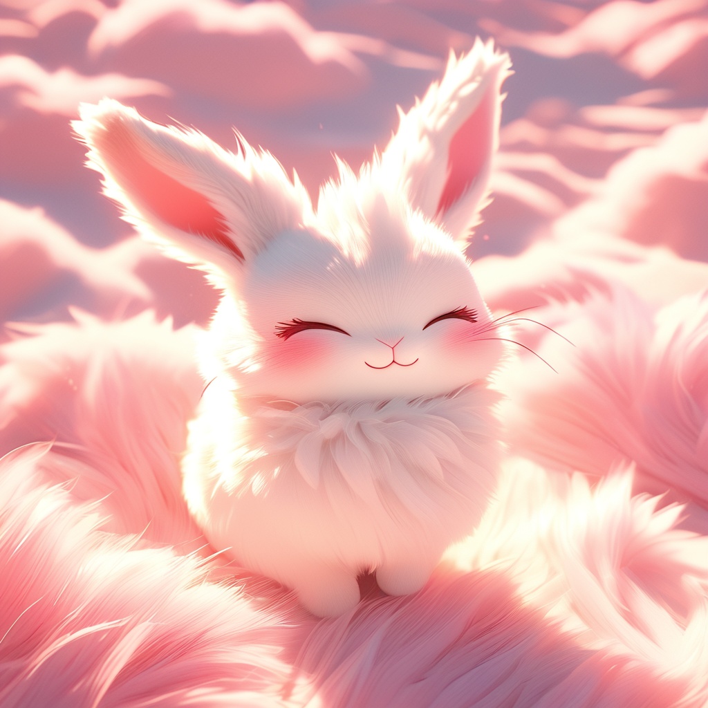 maotu,rabbit,rabbit focus,soft lighting,white fur,whimsy and dramatic lighting,warm colors,mf-movie-filter,cc-color-correction,cute,whiskers,:3,^ ^,light particles,sunlight,no humans,closed eyes,solo,blush,fluffy,full body,closed mouth,facing viewer,blurry,outdoors,happy,smile,day,from above,<lora:maotu_xl_v1:0.8>,