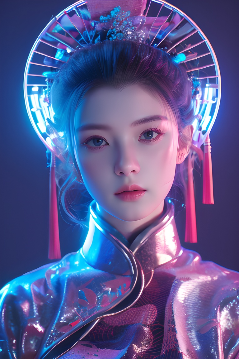light pink,colorful, neon lights, Cyberpunk beauty ,1girl, Chinese fan,<lora:20240218-1708234260649:0.7>, <lora:lora_美女大胸写实:0.4>, <lora:meinv123:0.6>