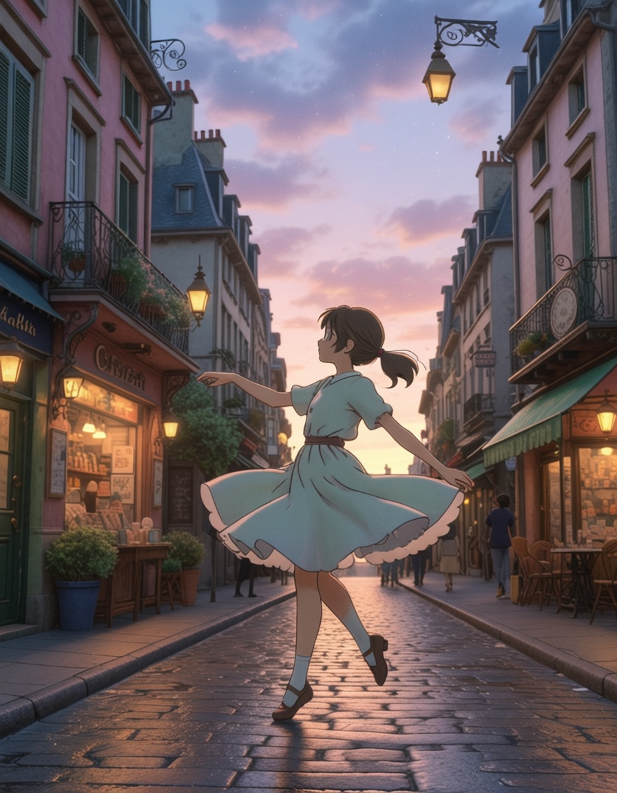 ehghibli6,  woman dancing in the streets of paris on Tensor.Art