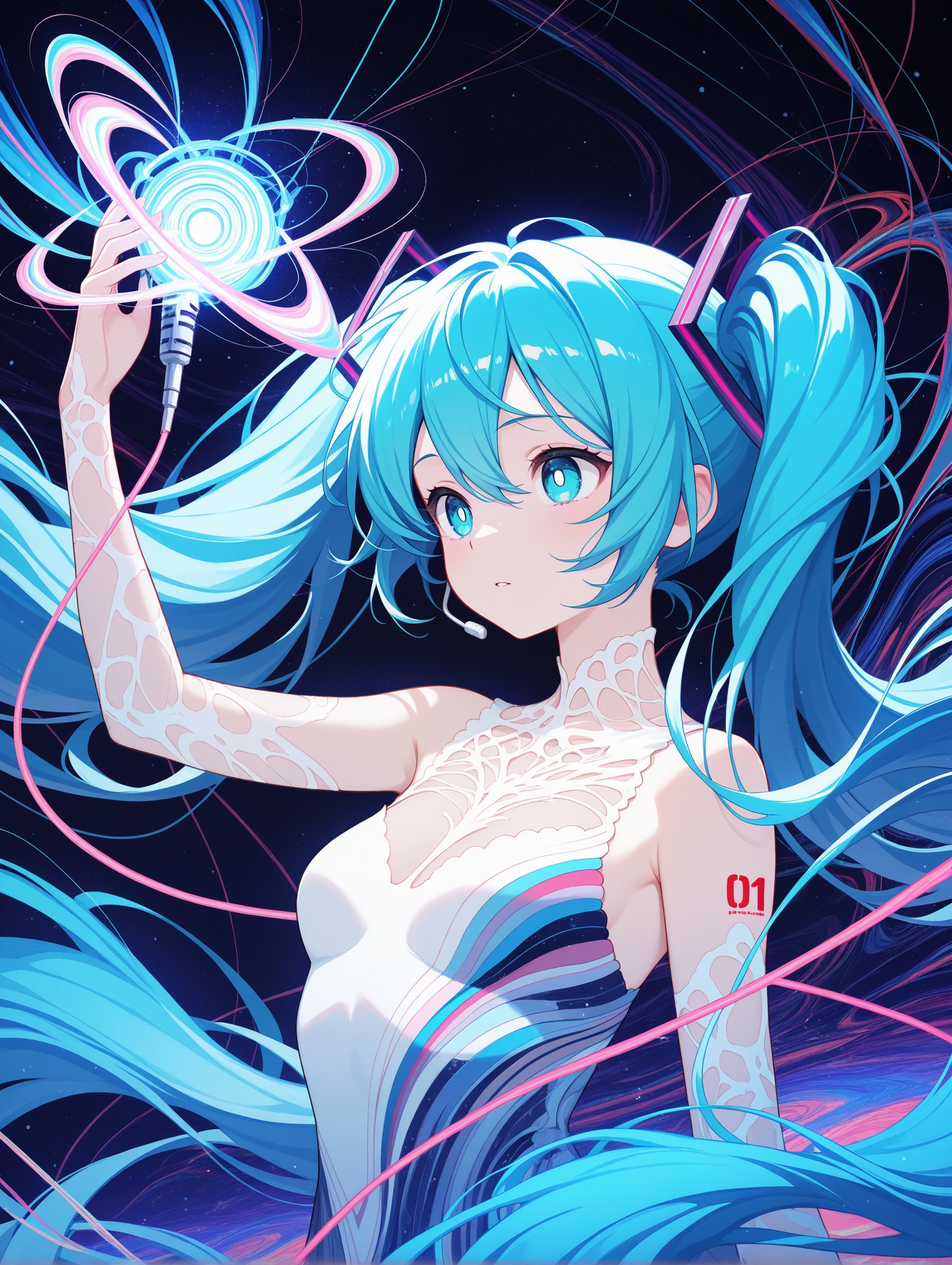 1girl,  hatsune miku,  white pupils on Tensor.Art