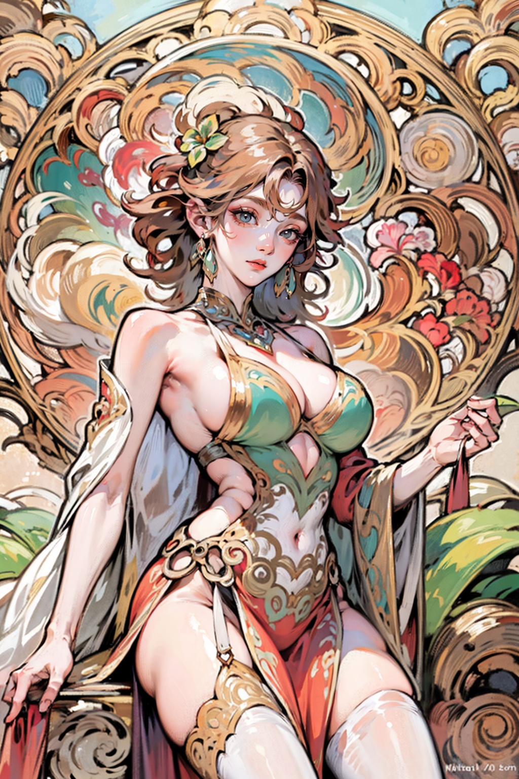 ((mucha style)),  busty and sexy girl,  8k on Tensor.Art
