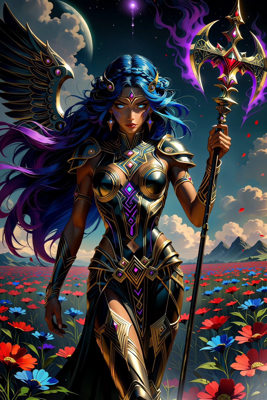 A fallen Seraphim stands resolutely in a breathtaking expanse of fields where life and death coexist. Her form is defined...