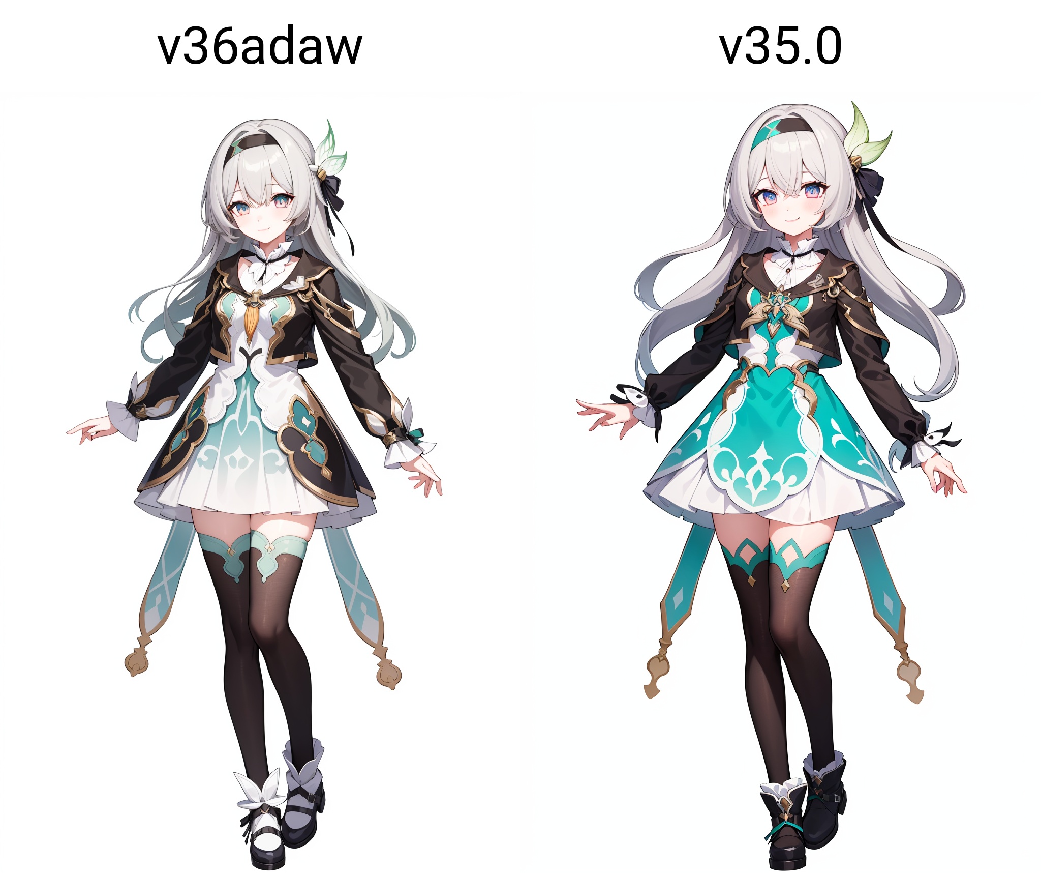 1girl,smile,<lora:流萤v36adaw:0.9:lbw=char>,liuying,grey hair,bangs,long sleeves,hair ornament,black jacket,black hairband,high quality,green dress,thighhighs,full body, (masterpiece,best quality:1.2),absurdres, high quality,