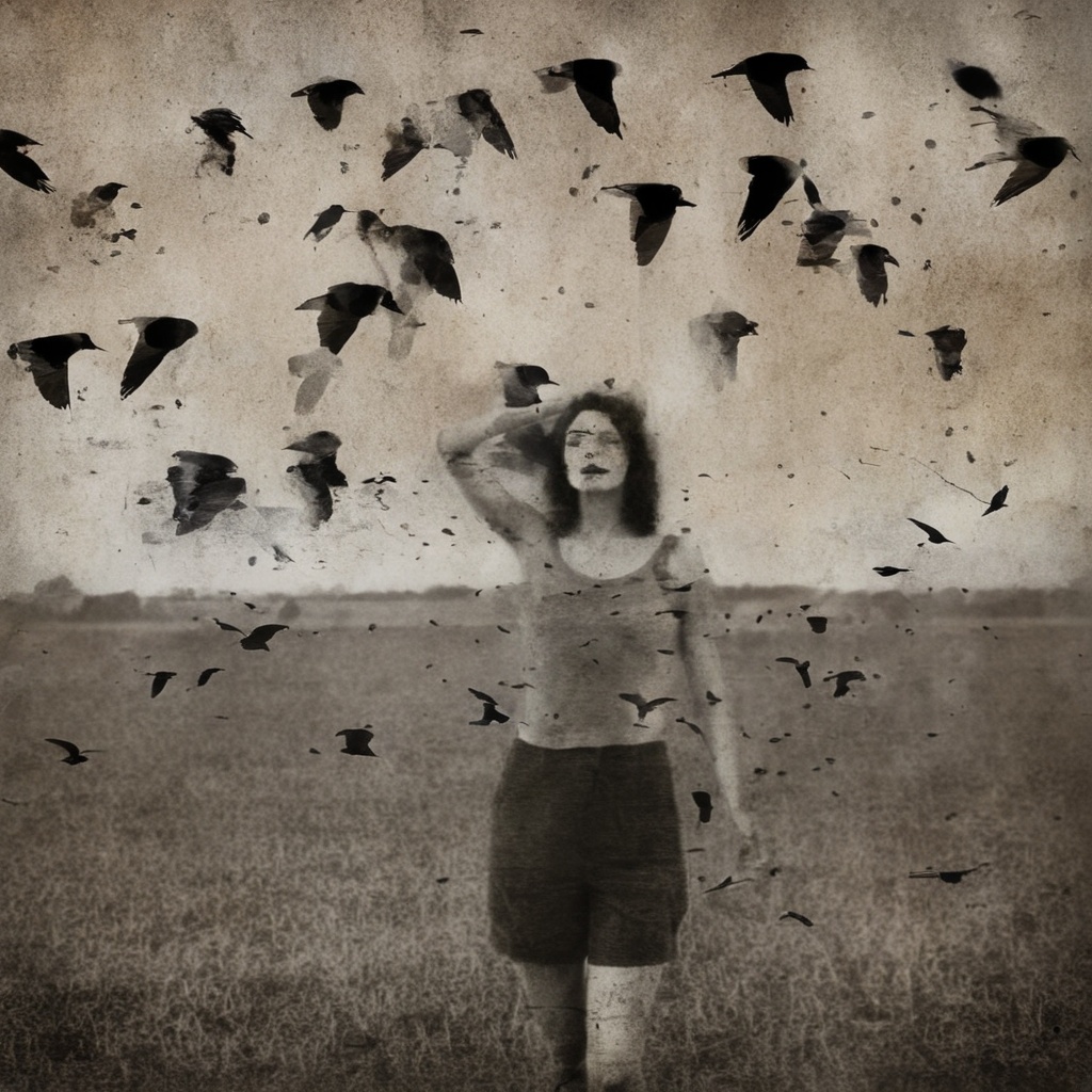 double exposure,  a woman,  birds on Tensor.Art