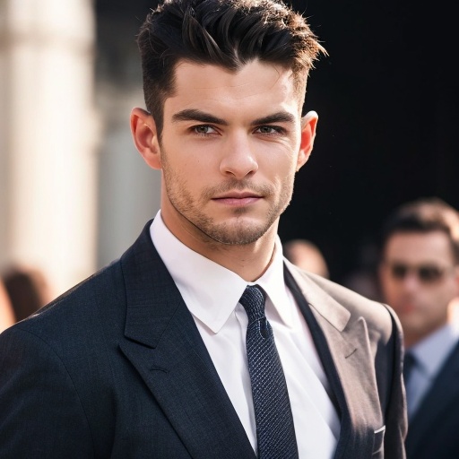 The Atmosphere of Film Cinema, captivating visuals, RAW photo, full sharp, high quality, delicate features,contour light,backlighting,Professional photography,,exquisite composition,upper body,black suit,look at the viewer1boy,sportsman, Visual_Optimization, Color_Harmonization, 