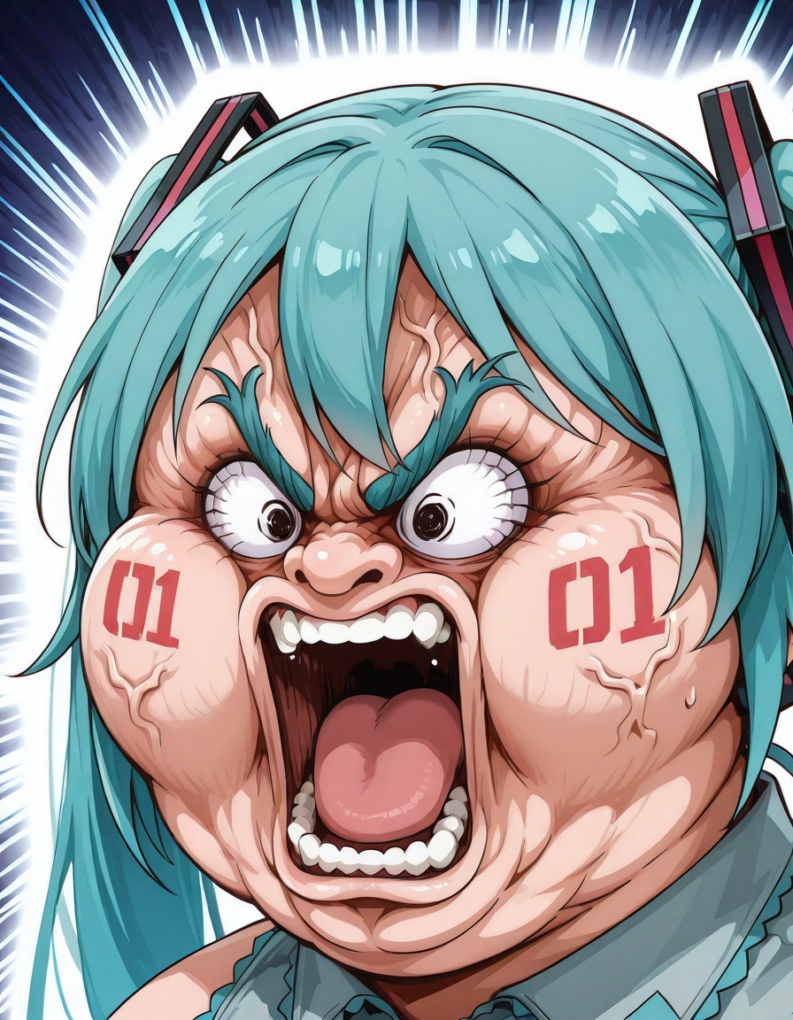merriviuselfmeme_scream,  exaggerated angry face,  bulging on Tensor.Art