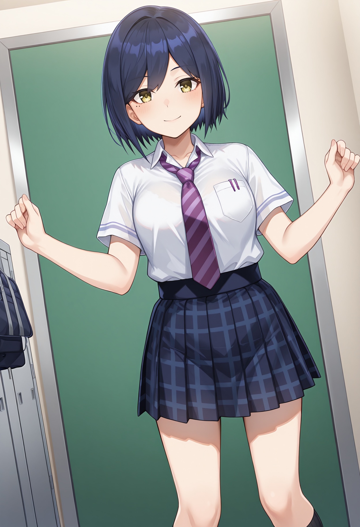 school uniform,  white shirt,  short sleeves on Tensor.Art