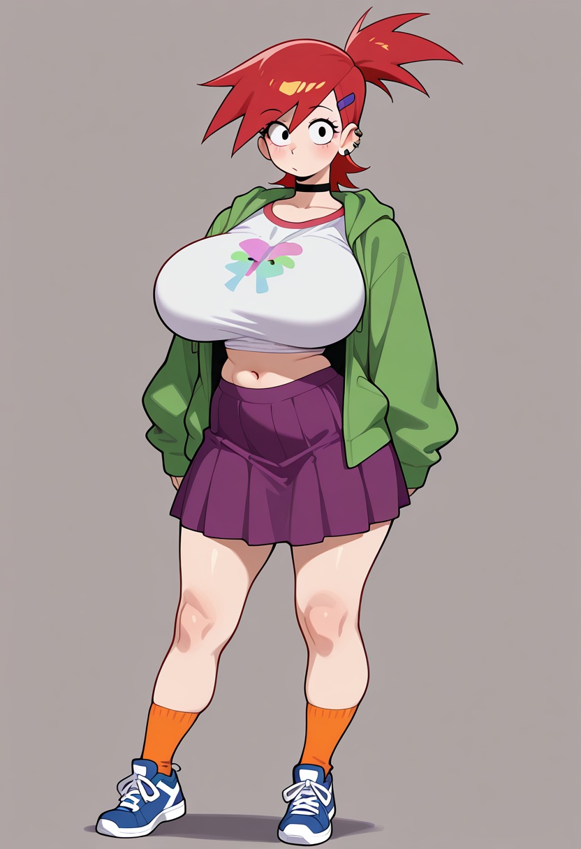 Frankie foster from Foster's Home for Imaginary Friends,  blue hairclip,  red hair on Tensor.Art