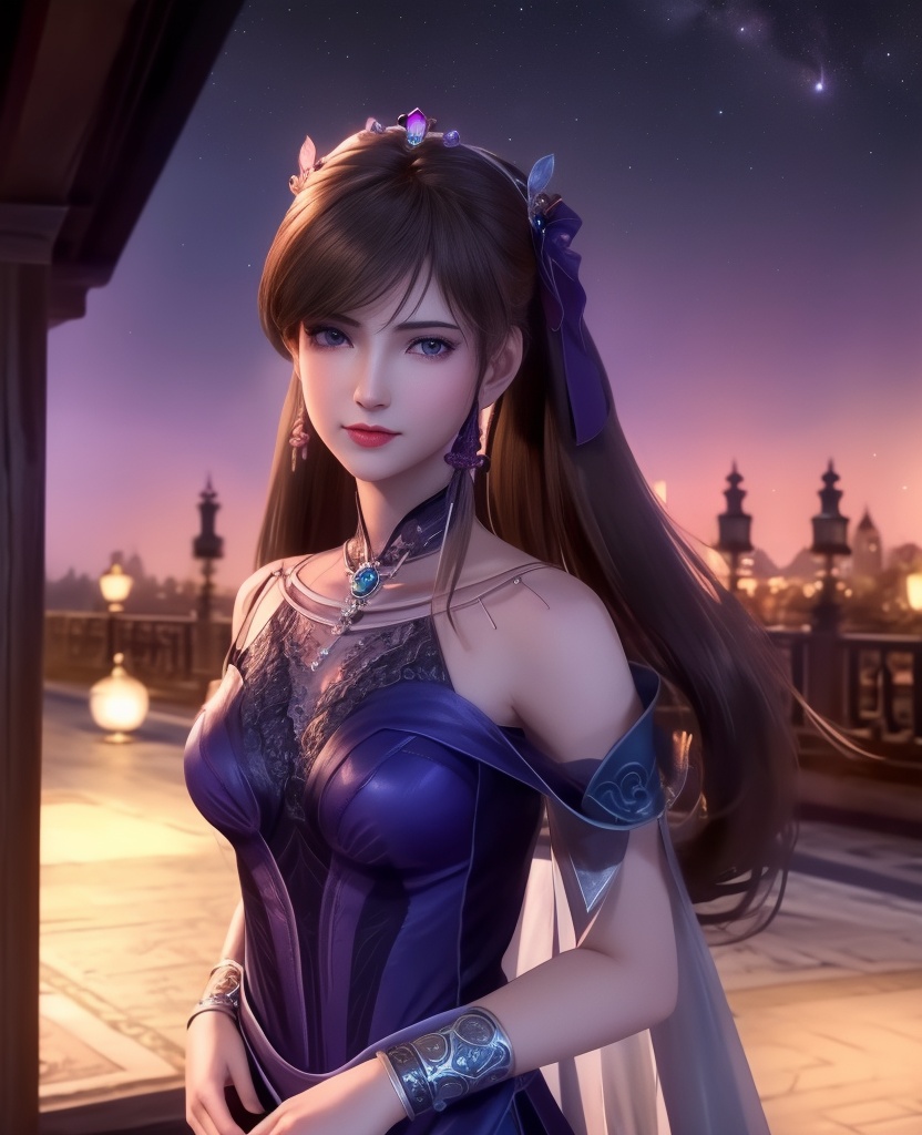 <lora:561-DA-炼气十万年-孔炎:0.8>(,1girl, ,best quality, ),looking at viewer,masterpiece(,1girl,night, starry sky, milky way,outdoors, full moon,  night sky, darkness,  world of darkness, , ) ,ultra realistic 8k cg,   clean, masterpiece,     (( , )),, , , prestige, luxury, jewelry, diamond, gold, pearl, gem, sapphire, ruby, emerald, intricate detail, delicate pattern, charming, alluring, seductive, erotic, enchanting, hair ornament, necklace, earrings, bracelet, armlet,halo((, )), (),