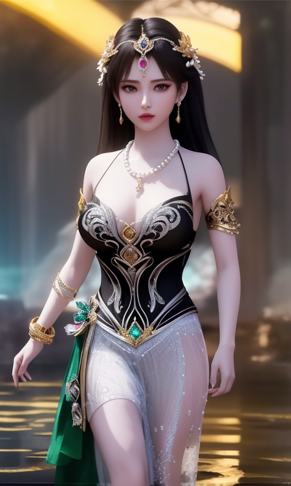 (,1girl, ,best quality, ),looking at viewer, <lora:406-DA-太一剑仙传-钟灵秀:0.8> ,ultra detailed background,ultra detailed background,ultra realistic 8k cg,, ,masterpiece,((((1girl, solo,  , solo focus, ,walking on liquid, ))))    (()), (), ,ultra realistic 8k cg,   clean, masterpiece,     cinematic lighting, cinematic bloom, , (( , )),,  , unreal, science fiction, luxury, jewelry, diamond, gold, pearl, gem, sapphire, ruby, emerald, intricate detail, delicate pattern, charming, alluring, seductive, erotic, enchanting, hair ornament, necklace, earrings, bracelet, armlet,,