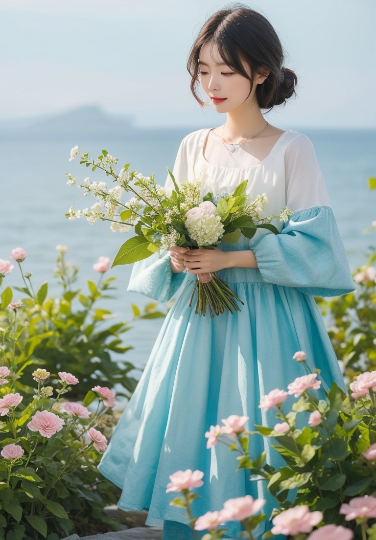 (best quality:1.4),(masterpiece:1.3),<lora:killer更好的细节01:-1>,flower sea,