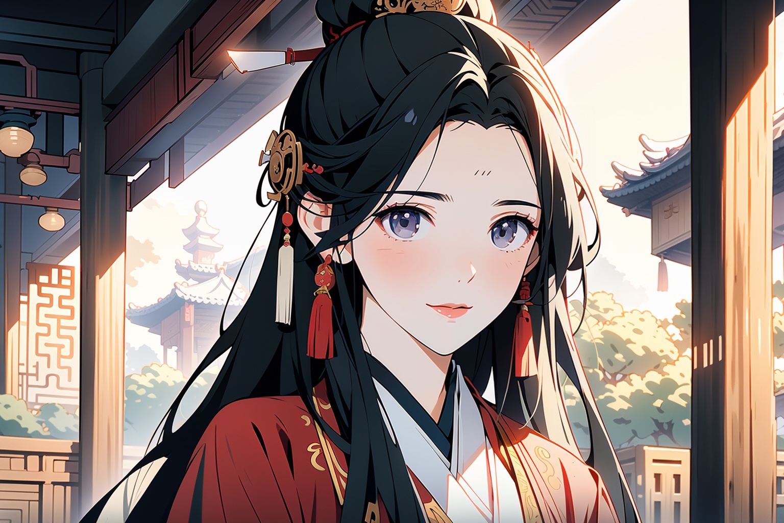 (masterpiece:1.2),best quality,highres,extremely detailed CG,perfect lighting,8k wallpaper,anime,comic,1girl,front,antique,hanfu,<lora:FF_20240306163600-000008:1>,