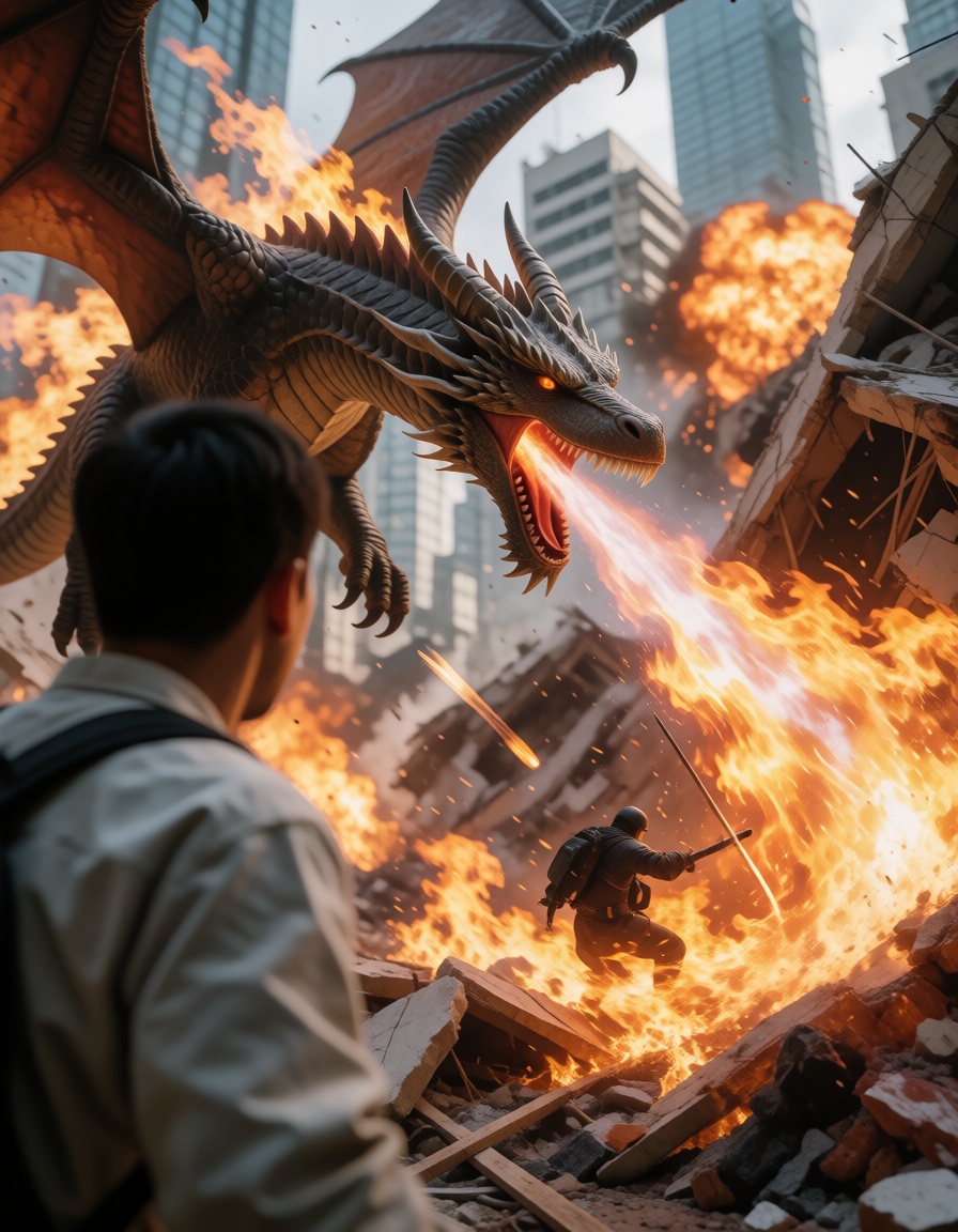 photorealistic style has realistic background,  realistic fire.unreal engine,  movie graphics. The dynamic angle on Tensor...