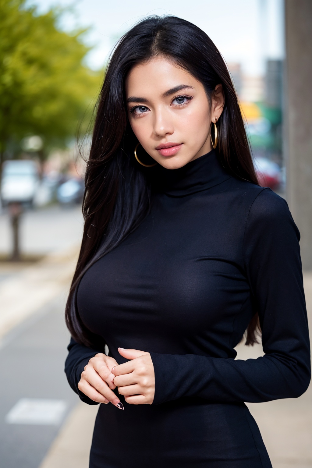 background is New York,  street,  1 girl on Tensor.Art