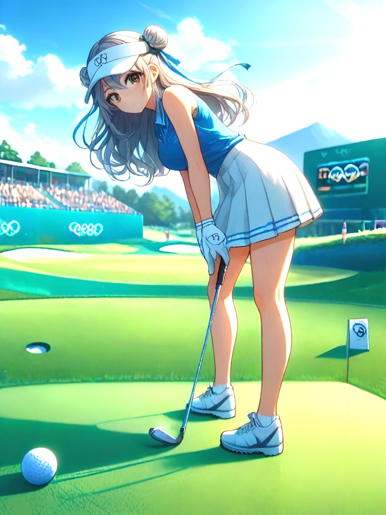 source_anime,  playing golf,  holding golf club on Tensor.Art