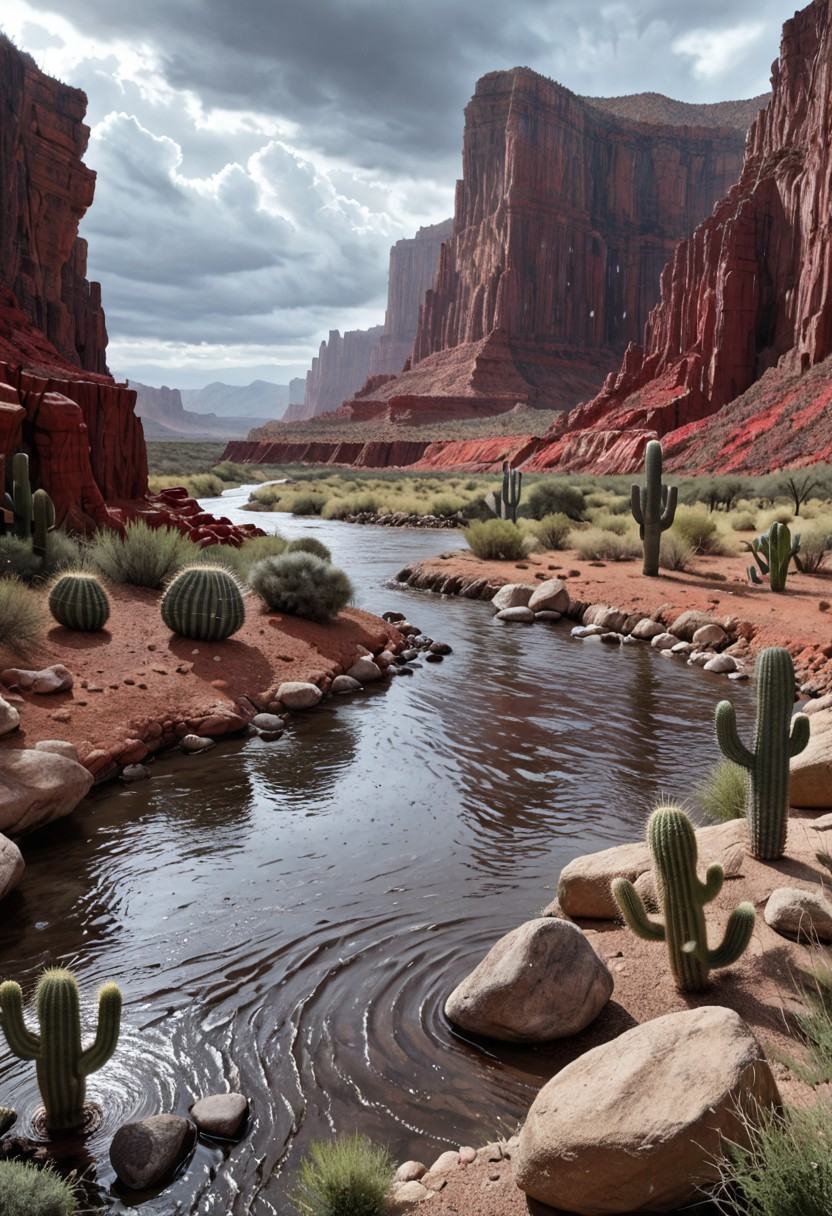 grass,  wet grass,  cactus on Tensor.Art