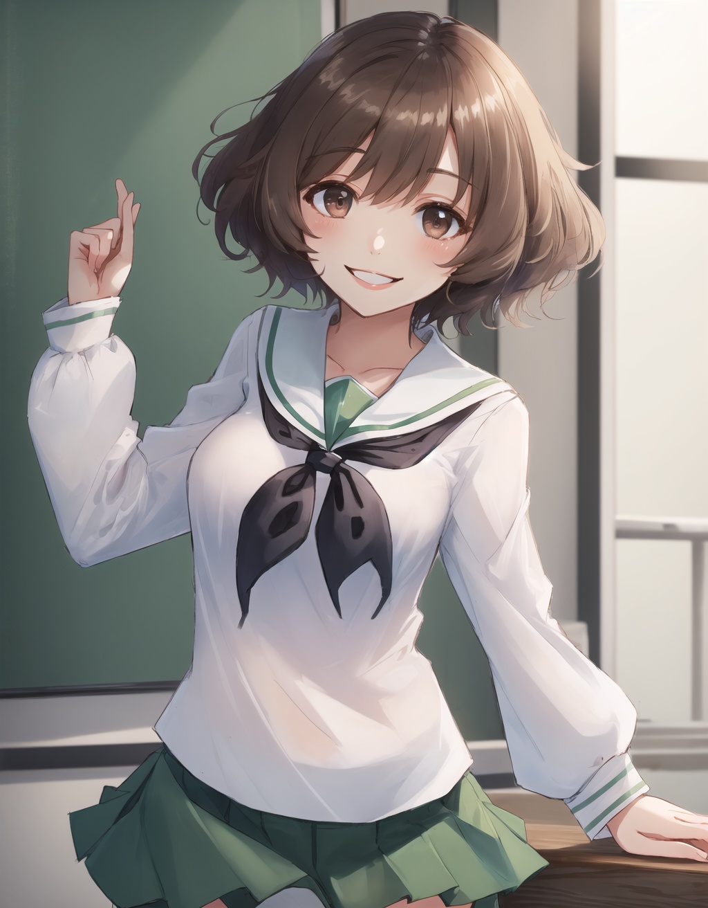 Yukari,  school uniform,  short hair on Tensor.Art