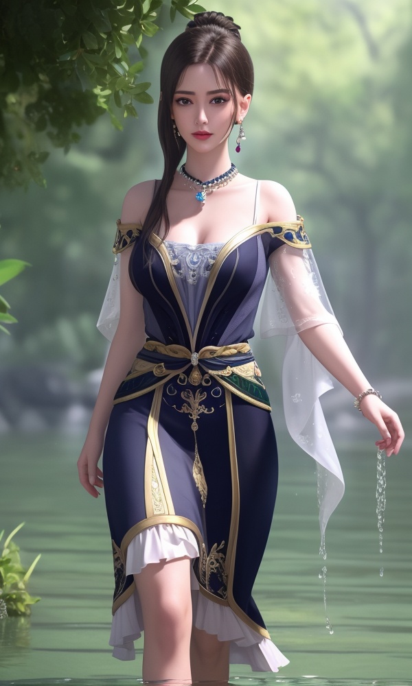 (,1girl, ,best quality, ),looking at viewer, <lora:432-DA-少年歌行-陈飞瑶:0.8> ,ultra detailed background,ultra detailed background,ultra realistic 8k cg,, ,masterpiece,((((1girl, solo,  , solo focus, ,walking on liquid, ))))    (cleavage), (), ,ultra realistic 8k cg,   clean, masterpiece,     cinematic lighting, cinematic bloom, , (( , )),,  , unreal, science fiction, luxury, jewelry, diamond, gold, pearl, gem, sapphire, ruby, emerald, intricate detail, delicate pattern, charming, alluring, seductive, erotic, enchanting, hair ornament, necklace, earrings, bracelet, armlet,,