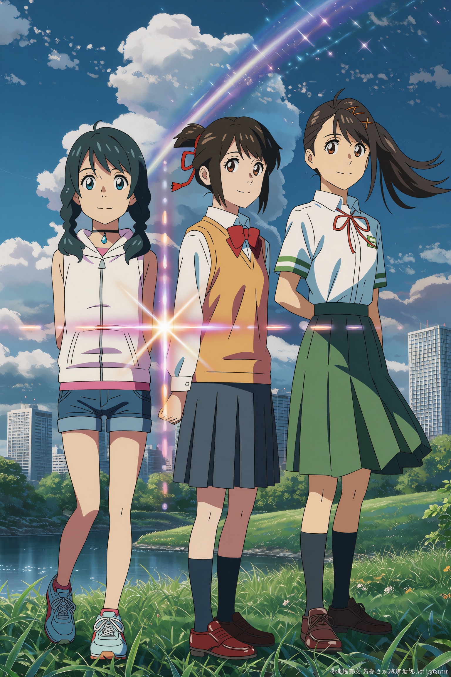 Shinkai Makoto Style,  official style,  3girls on Tensor.Art