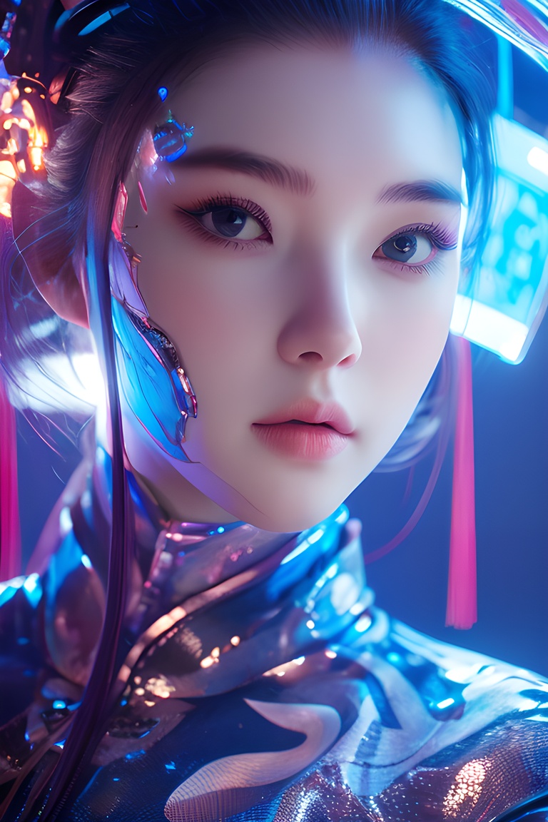 light pink,colorful, neon lights, Cyberpunk beauty ,1girl, Chinese fan,<lora:20240218-1708234260649:0.7>, <lora:lora_美女大胸写实:0.4>, <lora:meinv123:0.6>