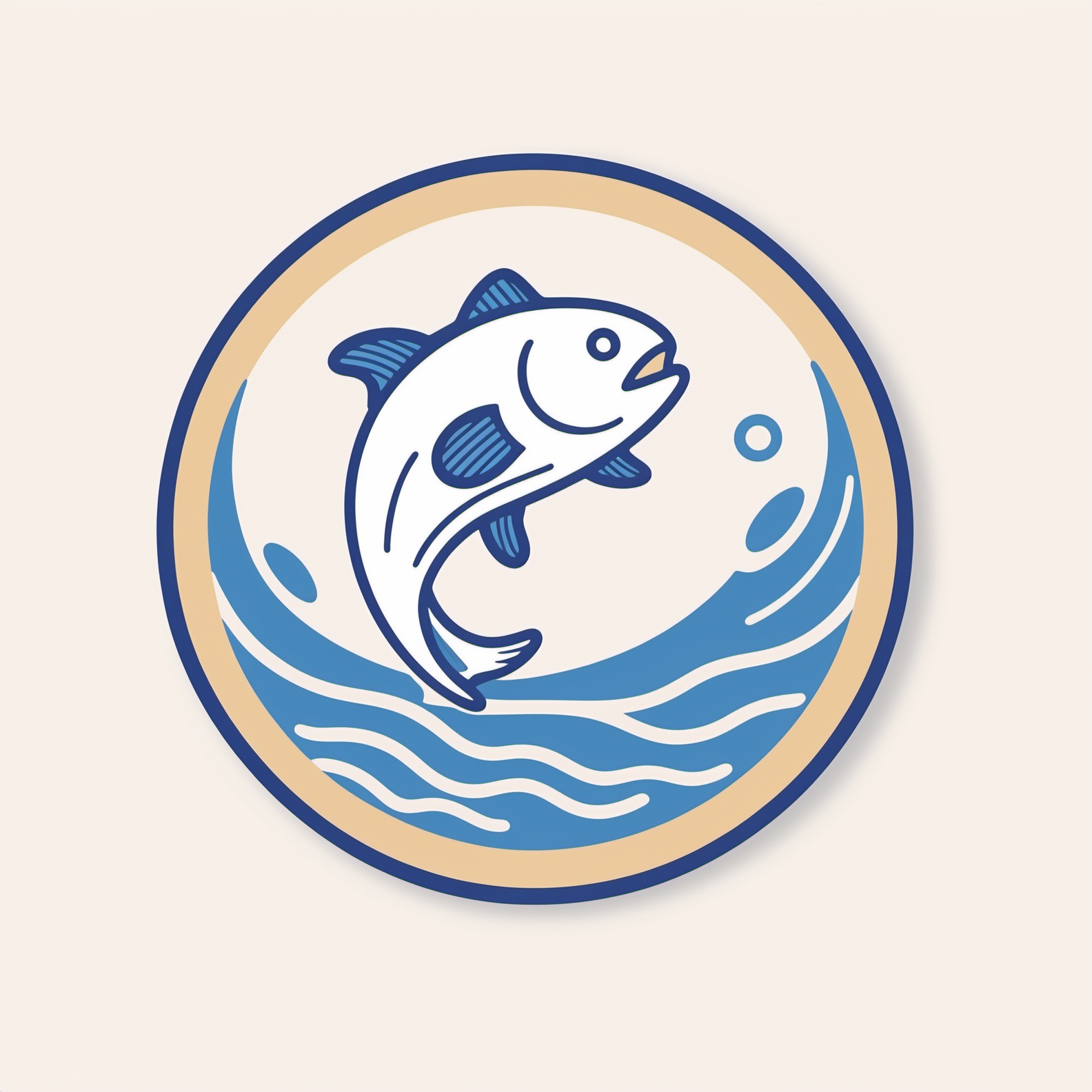 (((masterpiece))),(((best quality))),<lora:20240713-1720860740646-0014:0.6>,A fish jumps out of the waves,and the waves form a circular LOGO,minimalist style,minimalist painting.,