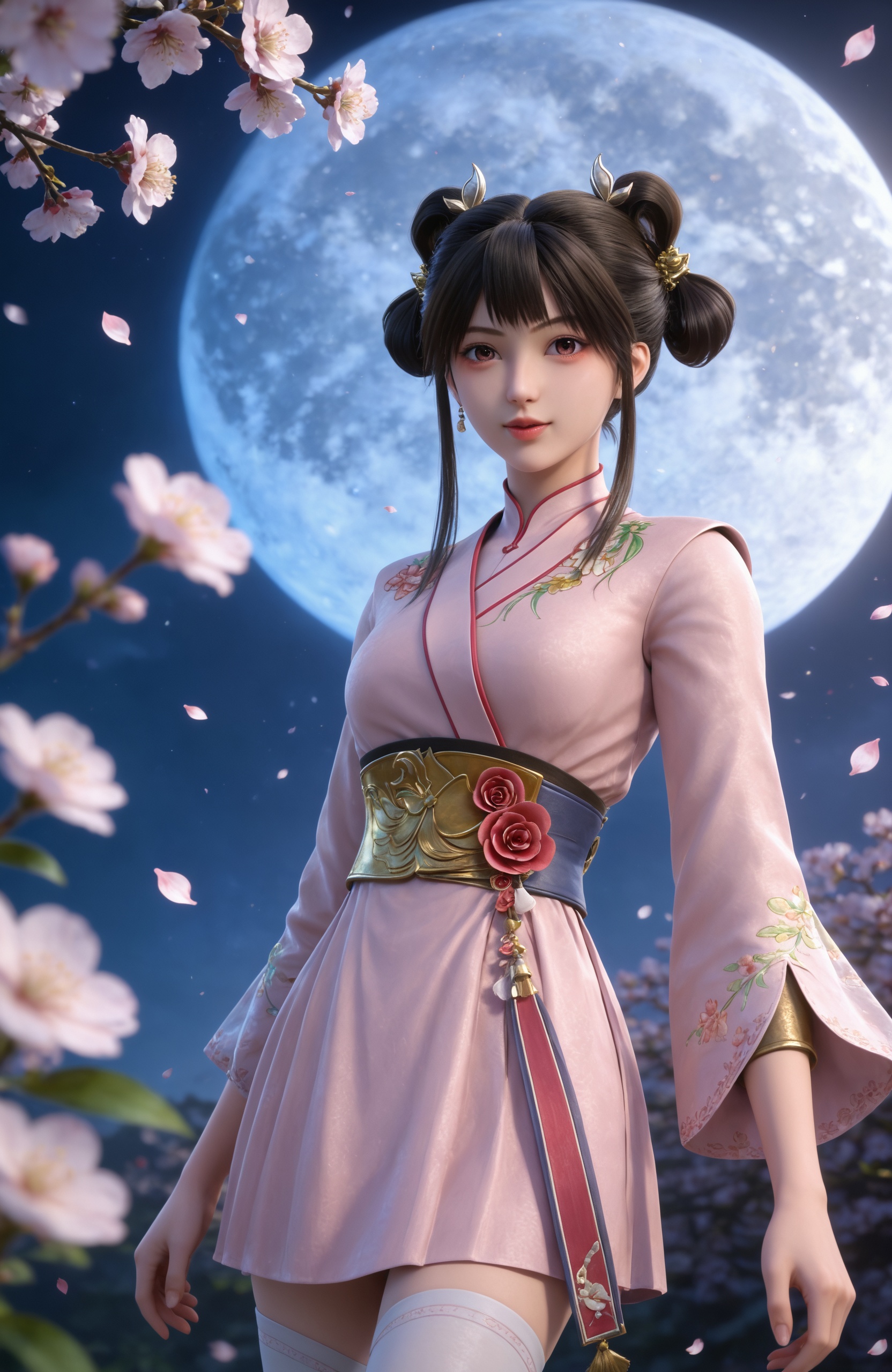 realistic style photo,outstanding style,Use soft lighting to cast gentle shadows on the subject,adding a touch of dimension to your images without compromising details,whirls of vapor,(Anime:1.1),soft neon light,ethereal ambiance,delicate details,magical atmosphere,concept art,highly detailed,ultra-high resolution,32K UHD,sharp focus,best-quality,masterpiece,golden hour,unconventional supreme masterpiece,masterful details,temperate atmosphere,with a high-end texture,in the style of fashion photography,magazine style,Dynamic Angle,Dynamic posture,magazine style,Dynamic Angle,Dynamic posture,(cowboy_shot:1.2),eye trail,depth of field,cinematic lighting,lens flare,extreme aesthetic,(wlop:0.6),(honjou raita,lack,rella,wanke:0.5),masterpiece,best quality,good quality,newest,very aesthetic,absurdres,Visual impact,A shot with tension,ultra-high resolution,32K UHD,sharp focus,best-quality,masterpiece,Emotionalization,unconventional supreme masterpiece,masterful details,temperate atmosphere,with a high-end texture,in the style of fashion photography,(Visual impact:1.2),giving the poster a dynamic and visually striking appearance <lora:九阳武神-小月Pony:0.7> 1girl, black hair, hair ornament, hair rings, hair bun, chinese clothes, long sleeves, white thighhighs, pink dress, double bun, boots, sash, masterpiece,best quality,solo,1girl,upper body,petals,looking at viewer,moon,branch,cherry blossoms,flower,extreme aesthetic,(quasarcake:0.7),masterpiece,best quality,good quality,newest,very aesthetic,absurdres,A shot with tension,(Visual impact,giving the poster a dynamic and visually striking appearance:1.2),impactful picture,offcial art,colorful,splash of color,movie perspective,