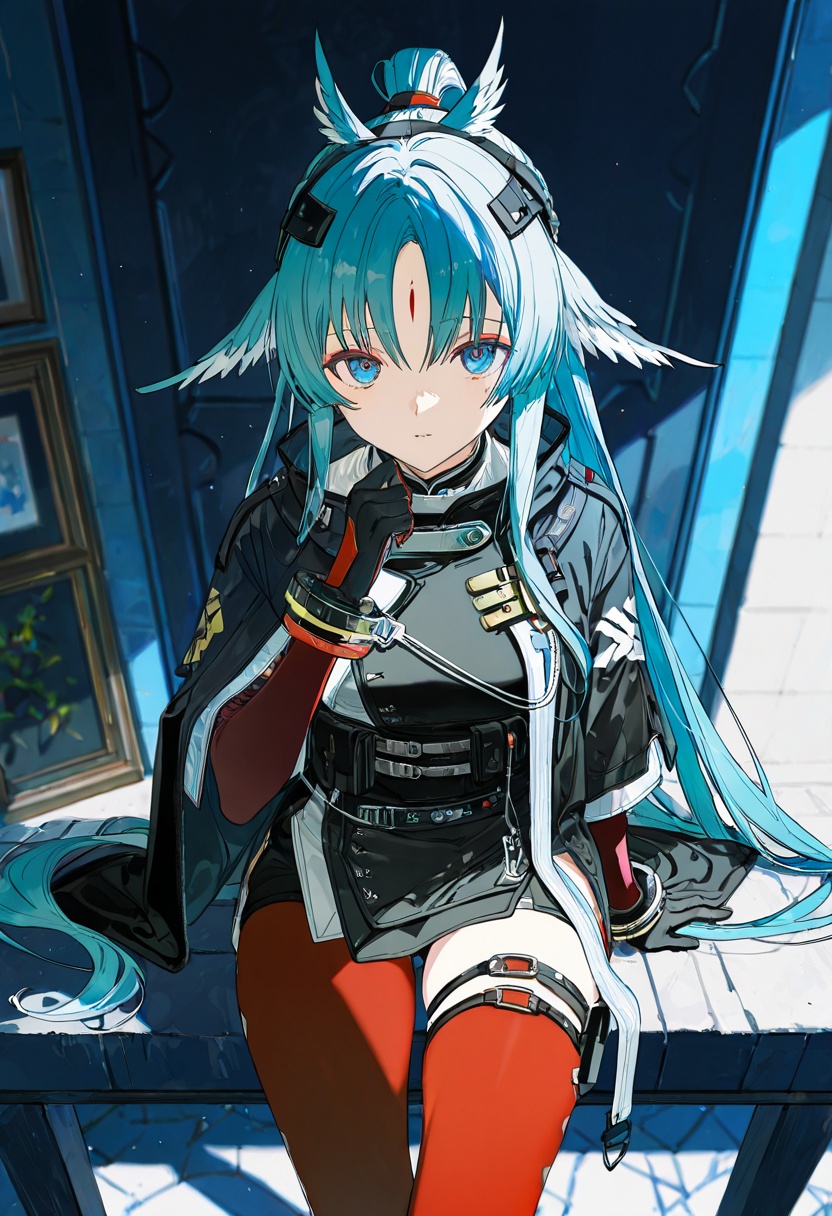 arcane (arknights),  1girl,  aqua hair on Tensor.Art