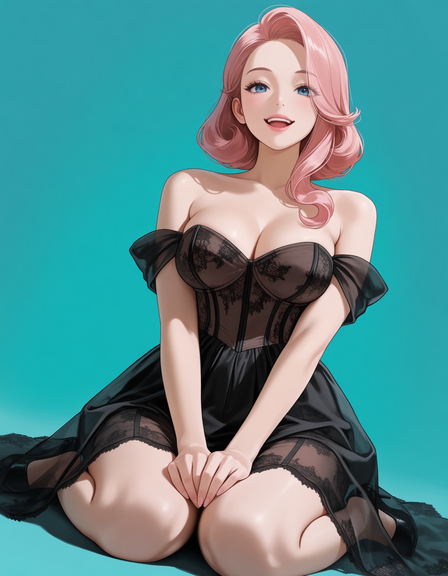 black dress,  off-shoulder dress,  corset on Tensor.Art